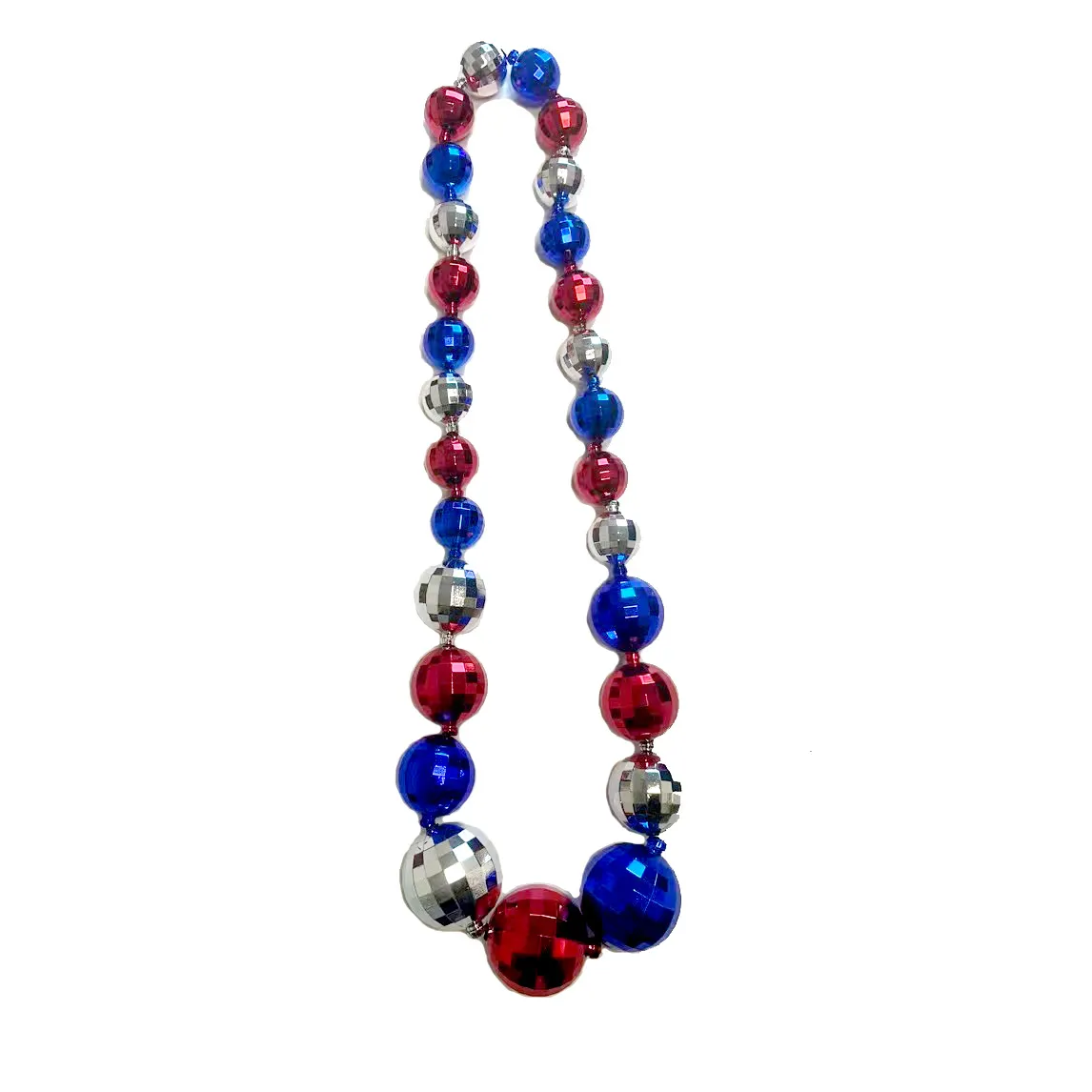 4th Of July Round Multi Color Patriotic Jumbo Bead Necklace For Independence Day Events And Party Accessories