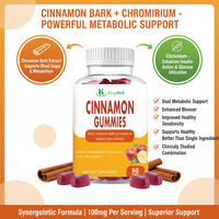 Complément alimentaire à la cannelle de Ceylan, marque privée OEM, saveur naturelle de tarte aux pommes, sans sucre ajouté, 60 gommes à la cannelle
