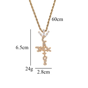 Bijoux Hip Hop de la marque <span class=keywords><strong>Travis</strong></span> Scott, or, serti de zircon, pendentif en forme de <span class=keywords><strong>cactus</strong></span>, croix, collier Hip Hop - Product Image 1