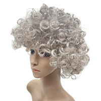 Perruque Courte Bouclée 100% Cheveux Synthétiques, Fabriquée à la Machine, Sans Lacet, Noir Naturel, Style Grand-Mère Âgée, Perruque Cheveux Noirs