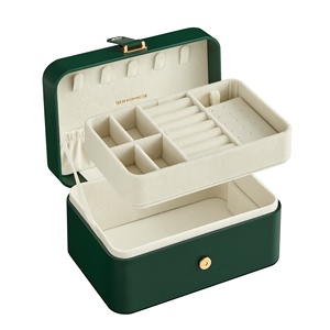 SONGMICS Portable Jewellery Case Travel Jewellery Box 2-Layer Jewellery Storage Box