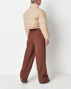 Piumino da donna autunno inverno con cerniera di base <span class=keywords><strong>Beige</strong></span> da donna con Top invernale <span class=keywords><strong>corto</strong></span> in cotone spesso - Product Image 3