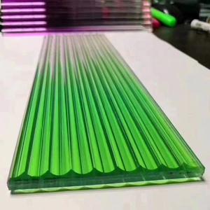 Customized Striped Embossed Multi-color Gradient Tempered <strong>Glass</strong> Screen Partition <strong>Panels</strong> - Product Image 6