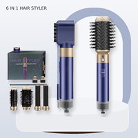 Mini-styler capillaire professionnel 6-en-1 : peigne à air chaud, lisseur, fer à boucler, sèche-cheveux multifonction, automatique et portable