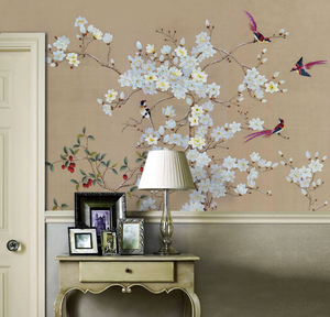 Papier peint <span class=keywords><strong>mural</strong></span> 3D personnalisé, magnolia, oiseaux, peintures murales pour hôtel, fond de télévision, salon, mur du canapé, décoration de la maison - Product Image 1