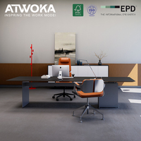 Bureau de direction ATWOKA avec rangement, table d'appoint réglable en hauteur et prise multimédia pour bureau de direction