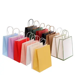 2023 Hot Sale custom New Style Square, Gift Simple Pot Wide Bottom Tote Bag Add Logo Thickened Flower wine paper bags/