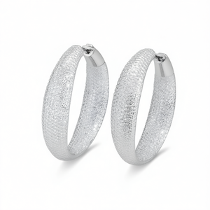 Orecchini a Cerchio E4170 in Oro Bianco, Gioielli Classici da Donna in Lega, Diametro 30mm - Product Image 1