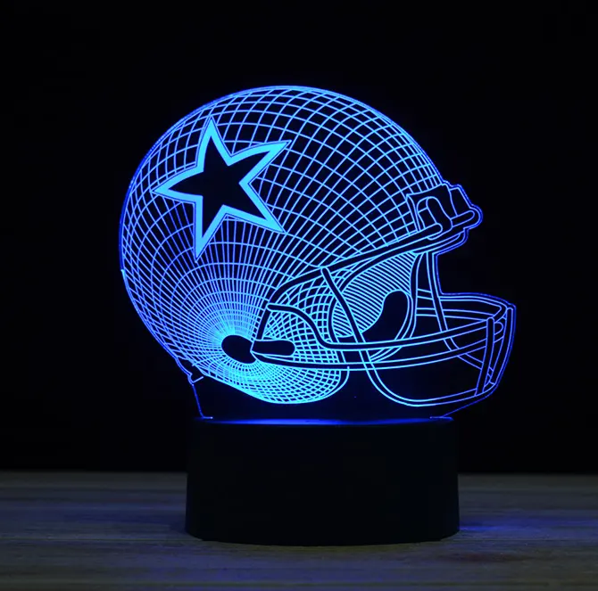 Newish smart remote control color changing indoor modern 3D acrylic room decoration led light with customizable team name