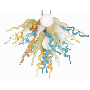 Lampadario Moderno in Vetro di Murano Soffiato a <span class=keywords><strong>Mano</strong></span> Blu Acqua con LED, Lussuoso e Grande per Hotel e Uffici - Product Image 5