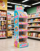 Présentoir portable moderne personnalisé en carton ondulé pour snacks, noix, pain, bonbons, chocolat, chips