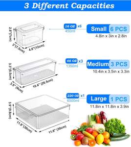 PET Refrigerator Food Grains Storage <b>Container</b> Plastic <b>Fridge</b> Storage Bin Transparent Refrigerator Organizer - Product Image 4