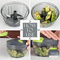 Procesador de Alimentos Manual, Picador de Verduras Portátil, Cortador de Verduras con Cuerda, Picador de Ajo, Cortador de Cebolla, Triturador de Verduras