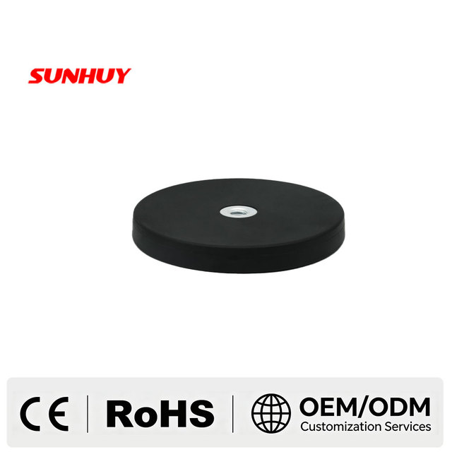 Base 66mm M6 Screw Hole Magnetic Assembly High Quality Disc Neodymium Magnets With Rubber Coated Magnetic Mounting