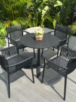 Table et chaises pliantes d'extérieur en plastique à motif bambou tendance pour cours, jardins, cafés et salons de thé