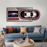 Décoration murale de voiture encadrée irrégulière, Peinture décorative 3D modèle de supercar, Impression de blocs de construction de voiture de course pour les amateurs de voitures