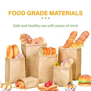 Sacs en papier kraft brun personnalisés ZJPACK, sacs alimentaires recyclés avec impression de logo pour pizza, lait, sushi, gelée, salade, sans poignée - Product Image 5