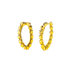 Pendientes de aro de acero inoxidable chapados en oro con detalle de cuentas para mujer, joyería de moda - Product Image 2