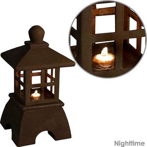 सजावटी फ्रीस्टैंडिंग जापानी उद्यान फव्वारा एशियाई शिवालय आउटडोर बुदबुदाती पानी के फव्वारे के साथ एलईडी रोशनी - Product Image 4