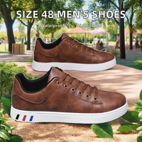 Chaussures en cuir à lacets pour hommes, grande taille 48, décontractées, imperméables, design plat, pour les tendances mode printemps été automne hiver