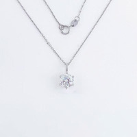 Collier pendentif en platine Pt950 avec diamant de laboratoire pour femme, solitaire, étincelant, minimaliste, délicat, chaîne de mode, bijoux fins