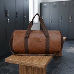 Bolsa de Lona de Cuero en Forma de Barril con Cierre de Cremallera, Asa Única, Unisex, para Gimnasio, con Correa para el Hombro y Diferentes Capacidades - Product Image 1