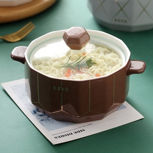 Vajilla de cerámica de alta calidad con dos orejas, cuenco para sopa, ensalada, fideos instantáneos, con tapa - Product Image 3