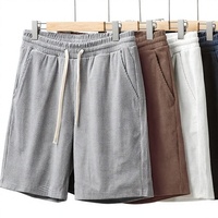 Shorts gaufrés décontractés pour hommes, motif uni, streetwear, haute qualité, 100 % coton épais 180g, taille mi-élastique, séchage rapide, maille