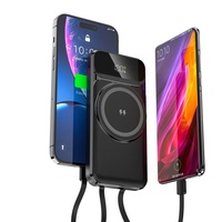 Batterie externe magnétique sans fil PD 22,5W 10000mAh avec charge rapide Mag Type-C et 4 câbles intégrés, logo personnalisé