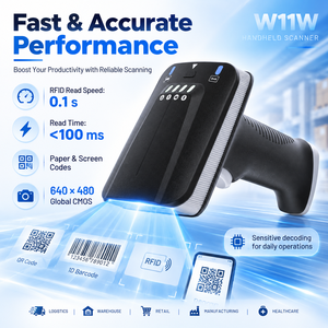 Lecteur de codes-barres portable UHF RFID 2D, scanner de codes-barres sans fil double mode ISO18000-6C EPC C1G2 pour la gestion des stocks et l'inventaire - Product Image 5