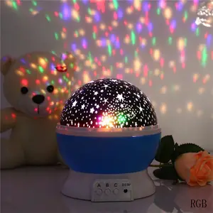 Автоматический вращающийся на 360 градусов светильник с проекцией звезды неба Луны меняющий цвет романтический ночник для детского сна Светодиодная лампа