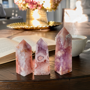Torre in <span class=keywords><strong>Cristallo</strong></span> Intagliato all'Ingrosso, Ametista Rosa Lucidata, per Decorazione Casa, Regalo per Matrimoni e Festività, Ecologico - Product Image 3