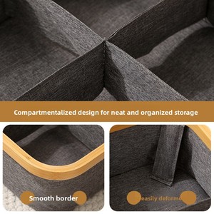 Caja de Almacenamiento Multifuncional, Apilable y Ahorradora de Espacio para Ropa Interior y Calcetines, con Compartimentos, Diseño Cuadrado de Bambú Moso, 30x30x10cm - Product Image 4