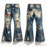 Jeans personnalisés en coton rétro brodés, nouvelle mode automne-été, coupe droite, jambes larges