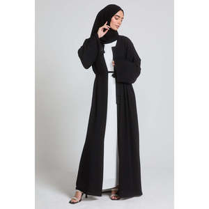 <span class=keywords><strong>Abaya</strong></span> ouverte noire pour femmes musulmanes Design personnalisé Double Chiffon Thawb <span class=keywords><strong>Chic</strong></span> Modest <span class=keywords><strong>Kimono</strong></span> Dress Jubba - Product Image 3