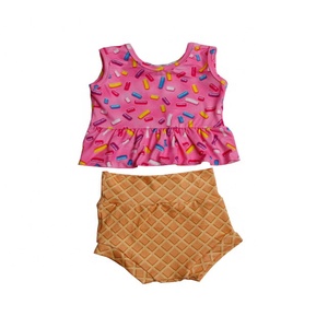 Ensemble haut sans manches et short assorti pour enfants, imprimé pastèque, collection été 2021 - Product Image 2