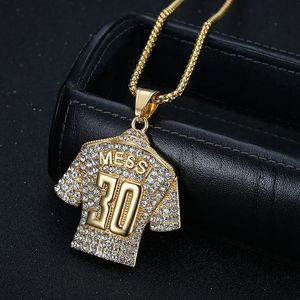 Collier pendentif maillot de football Messi plaqué or, incrusté de diamants, numéro 30, unisexe, pour usage quotidien - Product Image 2