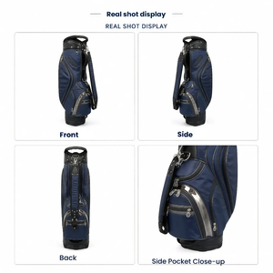 Sac de <span class=keywords><strong>golf</strong></span> portable ALINS en cuir véritable style denim bleu clair, imperméable, avec support métallique et multiples poches zippées - Product Image 6