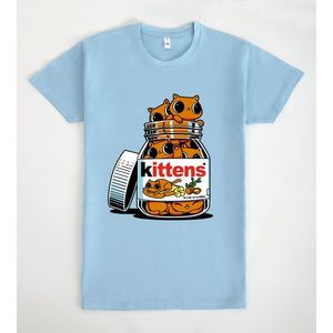 T-shirt Kitella con design grafico gattini azzurri in barattolo, abbigliamento unisex - Product Image 1