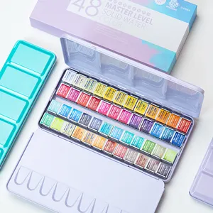 Conjunto de caja de metal para pintura de acuarela, 48 colores para artistas y principiantes, suministros de arte para pintar y técnicas de acuarela