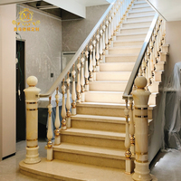 Élégant et luxueux : Kit de balustrade d'escalier en aluminium et verre au design minimaliste, résistant à la rouille et à l'eau, idéal pour hôtels et villas intérieures.