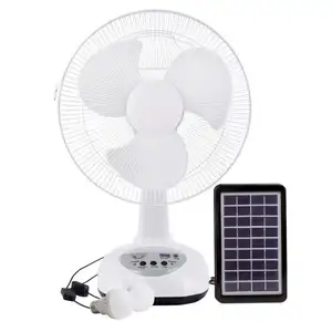 Ventilador Solar de 12 pulgadas y 12v de CC, alimentación Solar de 110- 240v, soporte de ventilador recargable de CA y CC, con Panel Solar