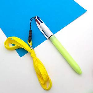 가능 P05 사용자 정의 1.0mm 플라스틱 볼펜 4 색 끈 사용자 정의 로고 학교/사무실 사용 4 색 잉크 - Product Image 3