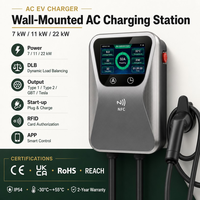 Pengisi Daya EV Rumah WallBox 11kW 22kW Tipe1 Tipe2 GBT Kontrol Aplikasi OCPP Garansi 2 Tahun IP65 Timer LCD