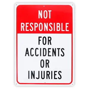 Not Responsible for Accidents or Injuries Sign,Enter at Your Own Risk Sign 10x14 Reflective Sign Rust Free Aluminum Weatherproof