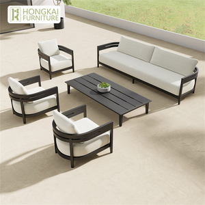 Ensemble de canapés de jardin en aluminium moderne et contemporain, confortable, durable, imperméable, résistant à la rouille, pour hôtel, appartement, villa, maison - Product Image 1