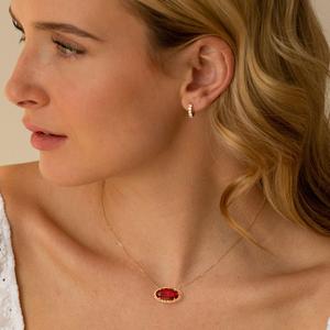 Collana con Ciondolo Ovale in Zircone Placcato Oro, Design Classico, Gemme Multicolore per Donne e Ragazze - Product Image 5