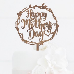 ที่เสียบเค้กไม้ลายน้ำผึ้งและรสหวาน ขอบคุณแม่ อะคริลิค ของตกแต่งเค้กวันแม่ - Product Image 3