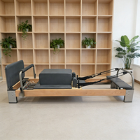 Equipo de Pilates Reformer Resistente, para Flexibilidad y Estiramiento Muscular de Cuerpo Completo, Reformer de Madera de Haya para Gimnasio