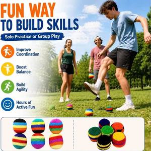 Disponibile, MOQ 1 pezzo, Hacky Sack Footbag, Palline da giocoleria fatte a mano e lavorate a maglia per bambini - Product Image 2